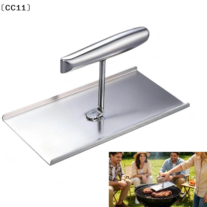 Stainless Steel Grill Press Plate Heavy Duty BBQ Meat Heat Resistant Qme
