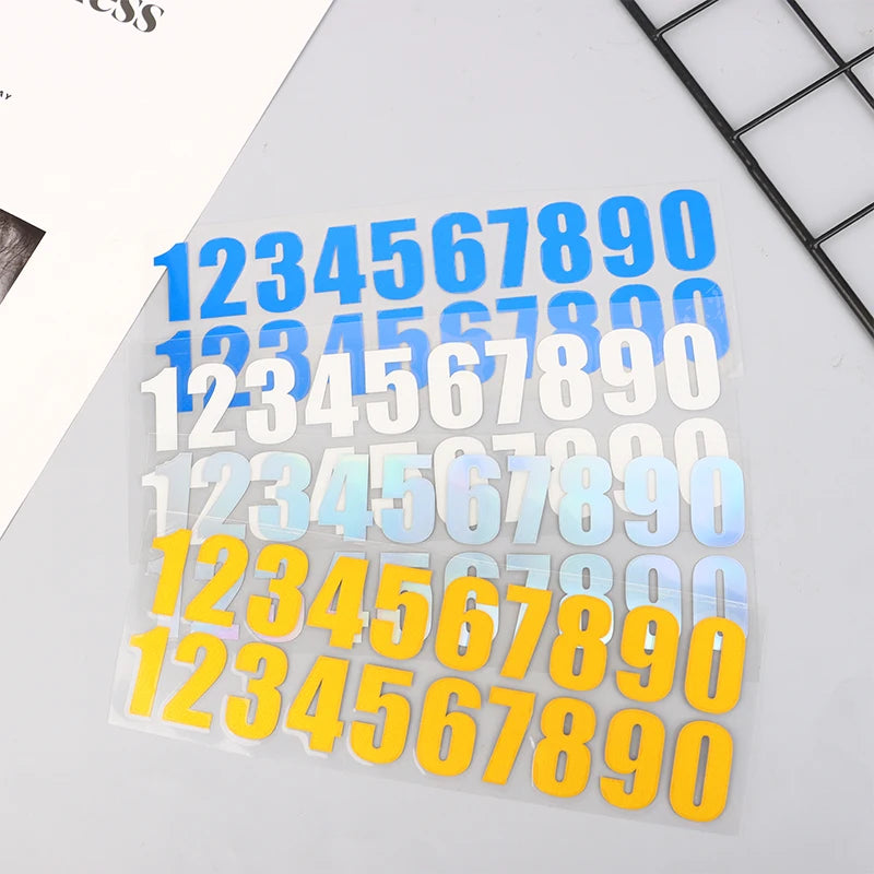 Car Reflective 0-9 Numbers Sticker Temporary Parking Phone Remarks Qme