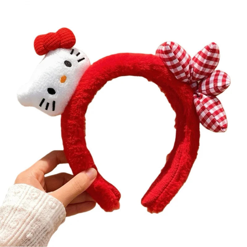 Hello Kitty Sweet Cartoon Headband Cute Bow Versatile Hair Accessory Qme