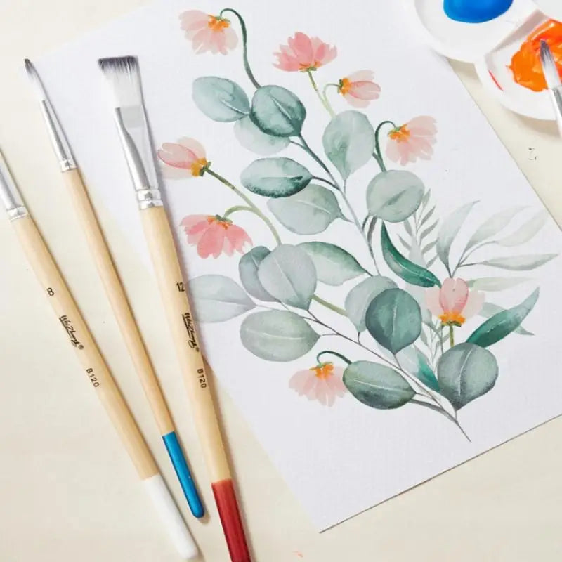 Beginner Brush Nylon Hair Canvas Watercolor Acrylic Oil Painting Qme