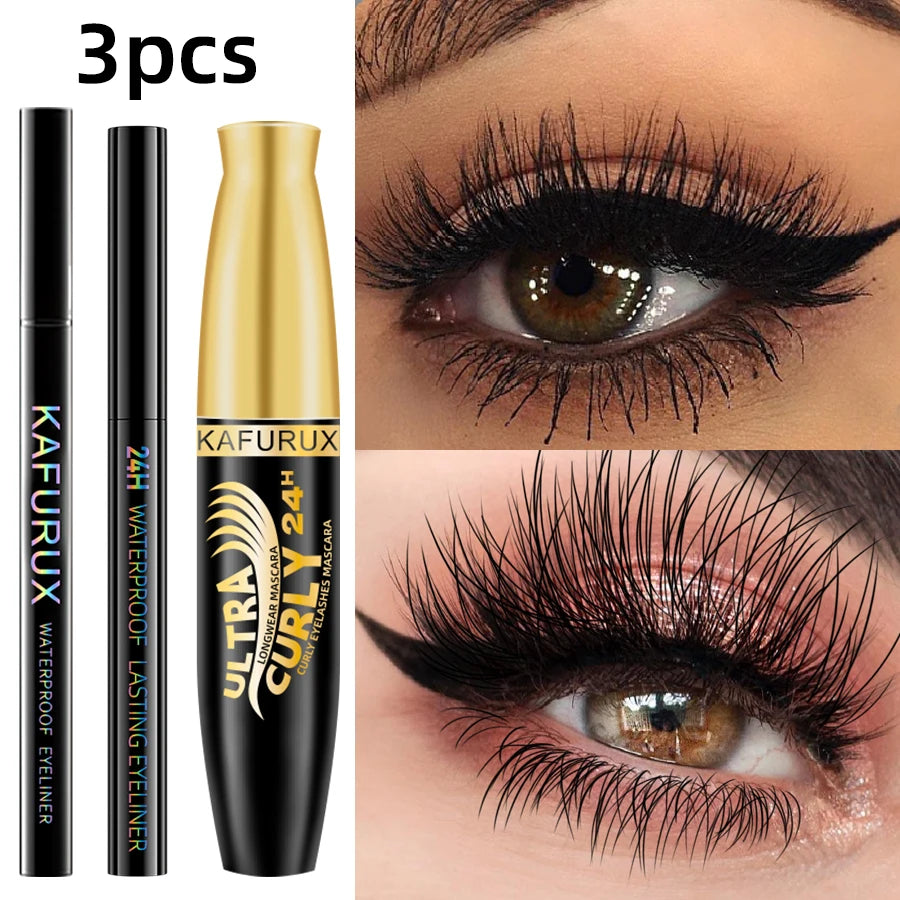 Black Eyeliner Pencil Mascara Liquid Pen Waterproof Smudge-proof Bold Qme
