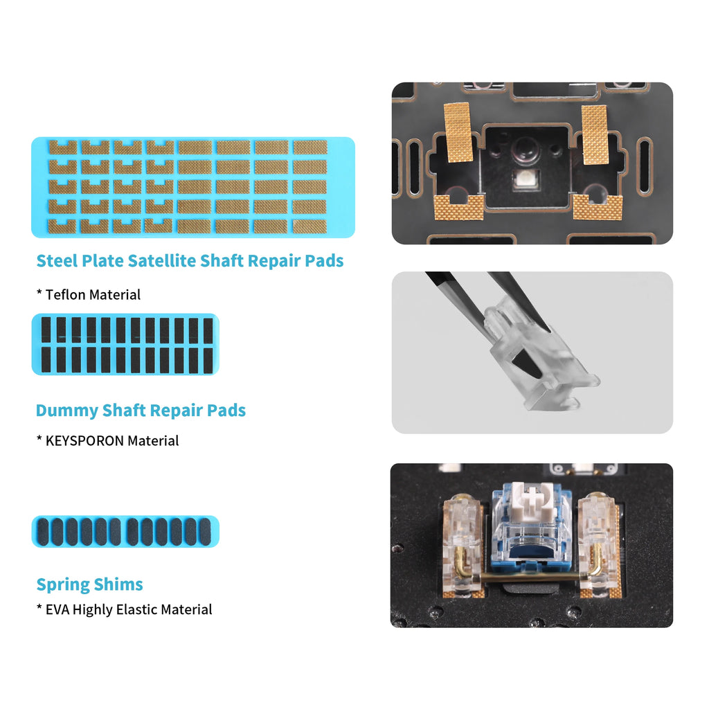 Mechanical Keyboard Steel Plate Satellite Shaft Repair Gasket Satellite Shaft Lower Pad Stabilizer Repair Tool Antistatic EVA Qme