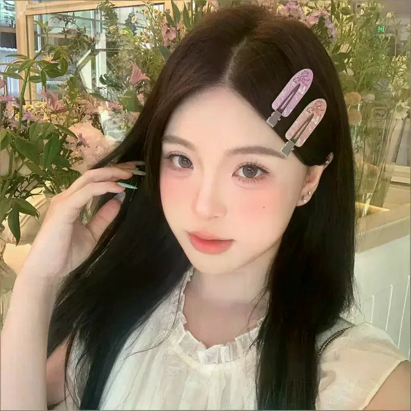 Korean Sweet Love Rhinestone Hairpin Side Bangs Clip Cute Seamless Qme