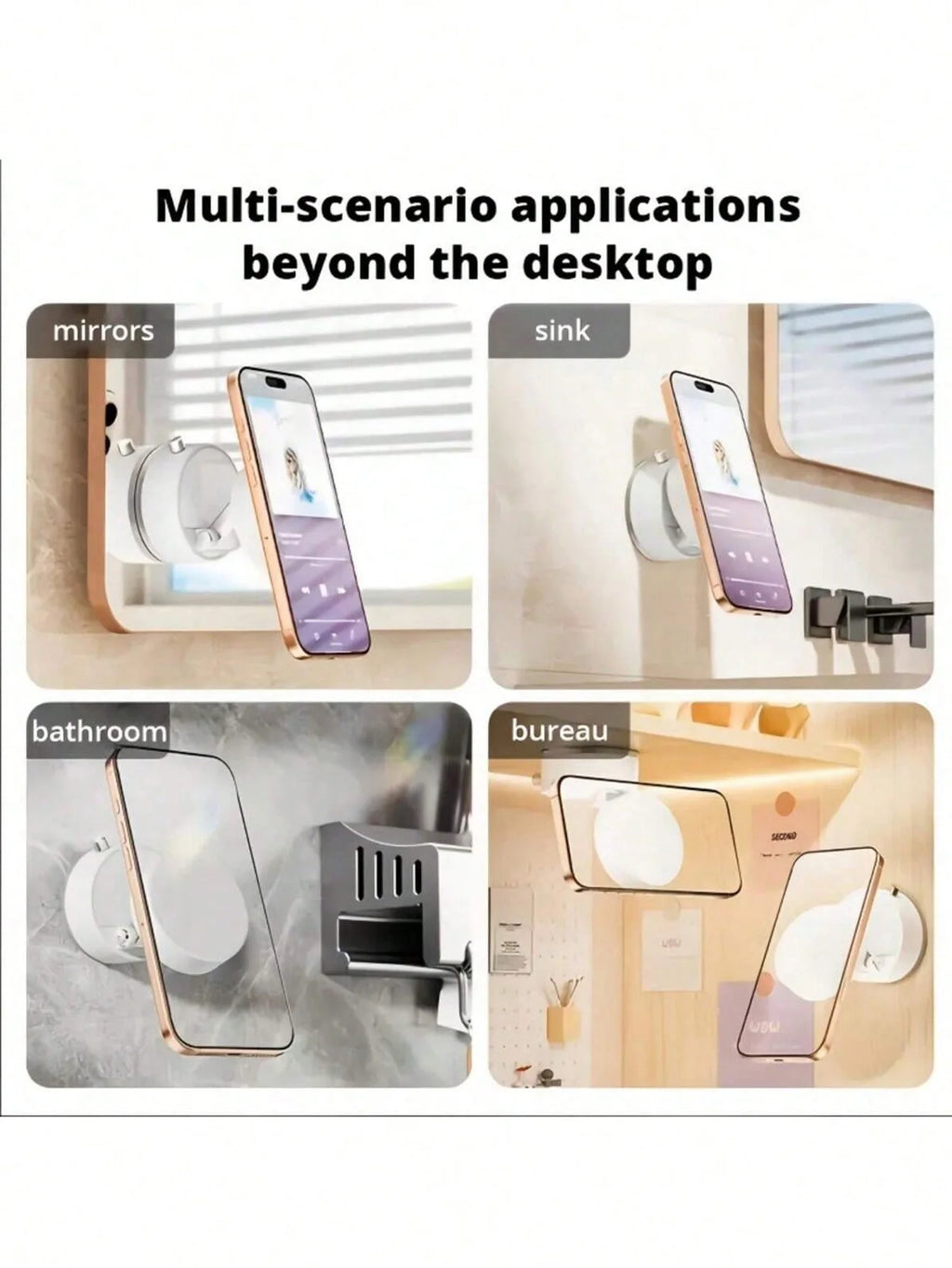 Vacuum Magnetic Phone Holder Desktop Foldable Extendable Lazy Car Qme