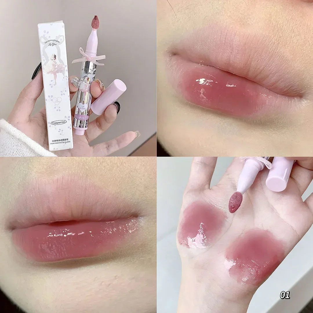 Halo-dyeing Tinted Lip Gloss Crystal Jelly Moisturizing Waterproof Mirror Water Glass Lip Gloss Transparent Color Cosmetics Gift Qme 01