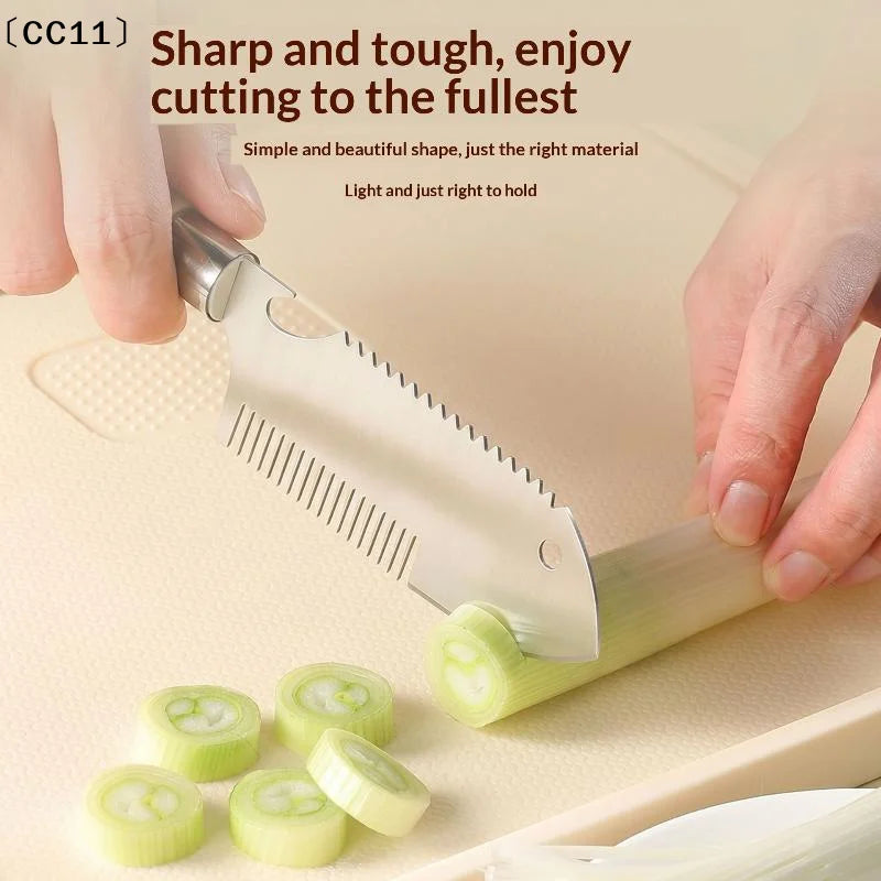 Ergonomic Vegetable Knife Stainless Steel Scallion Slicer Handle Qme