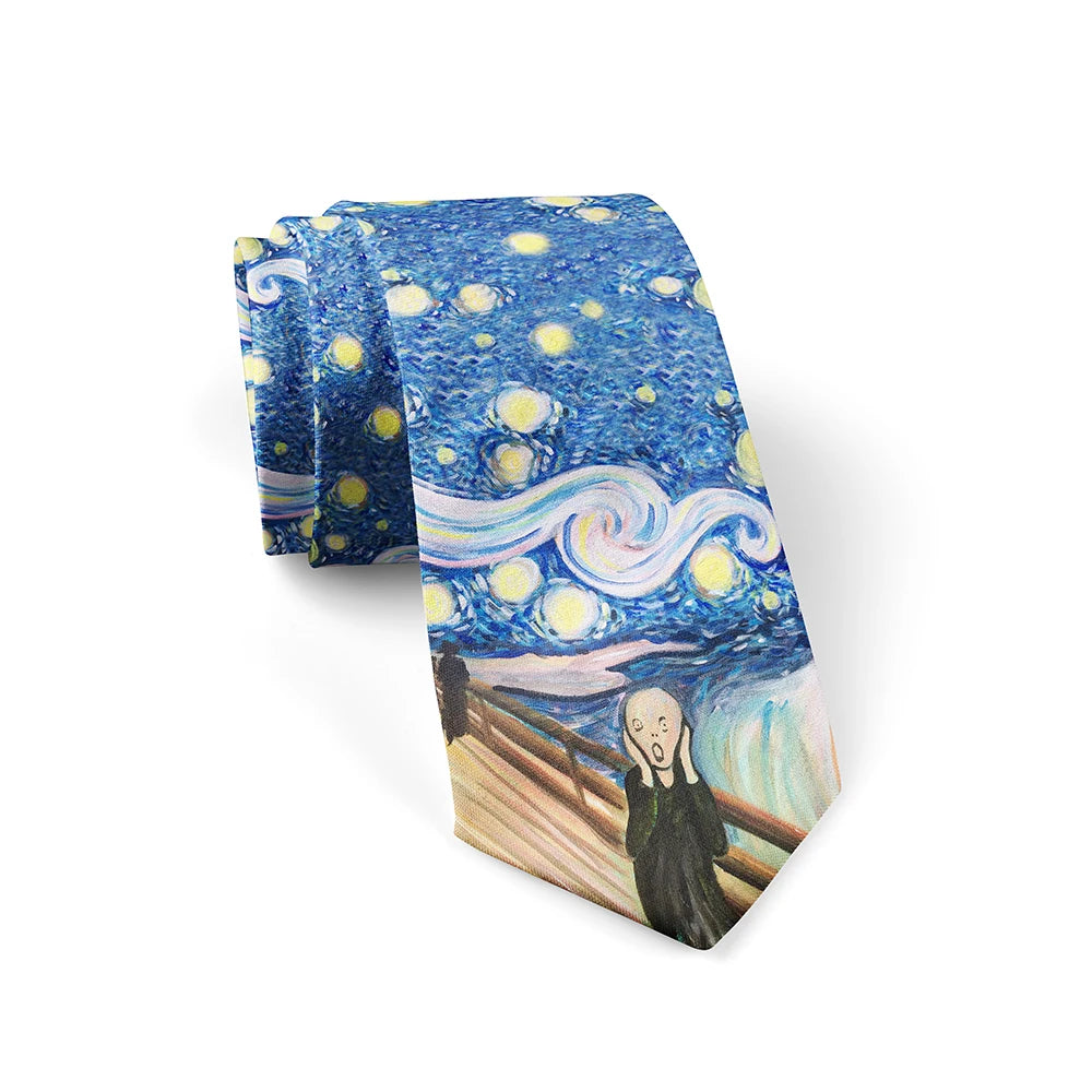 3d Printed Oil Painting Tie Men's Fun Fashion Business Wedding Party Qme style9 China Mainland