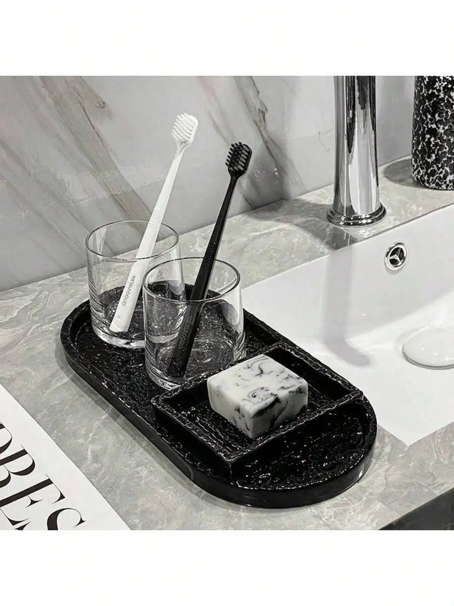 1 Bathroom Stone Tray Rack Bathtub Ceramic Jewelry Storage Washbasin Qme
