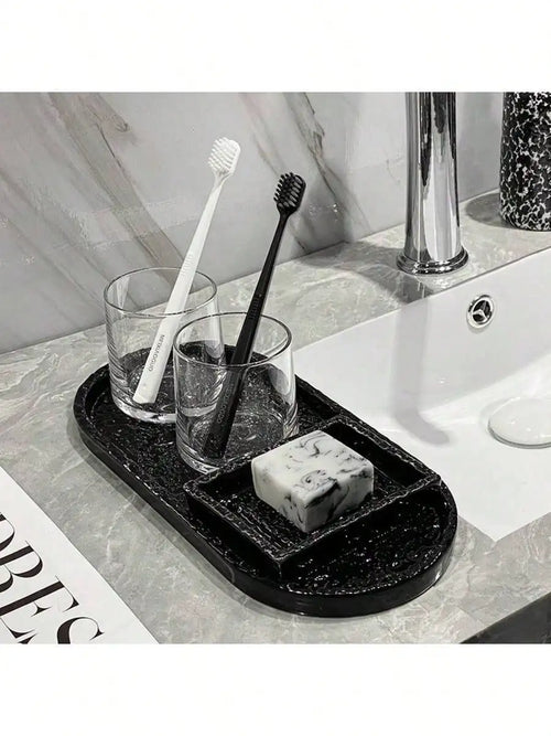 1 Bathroom Stone Tray Rack Bathtub Ceramic Jewelry Storage Washbasin Qme