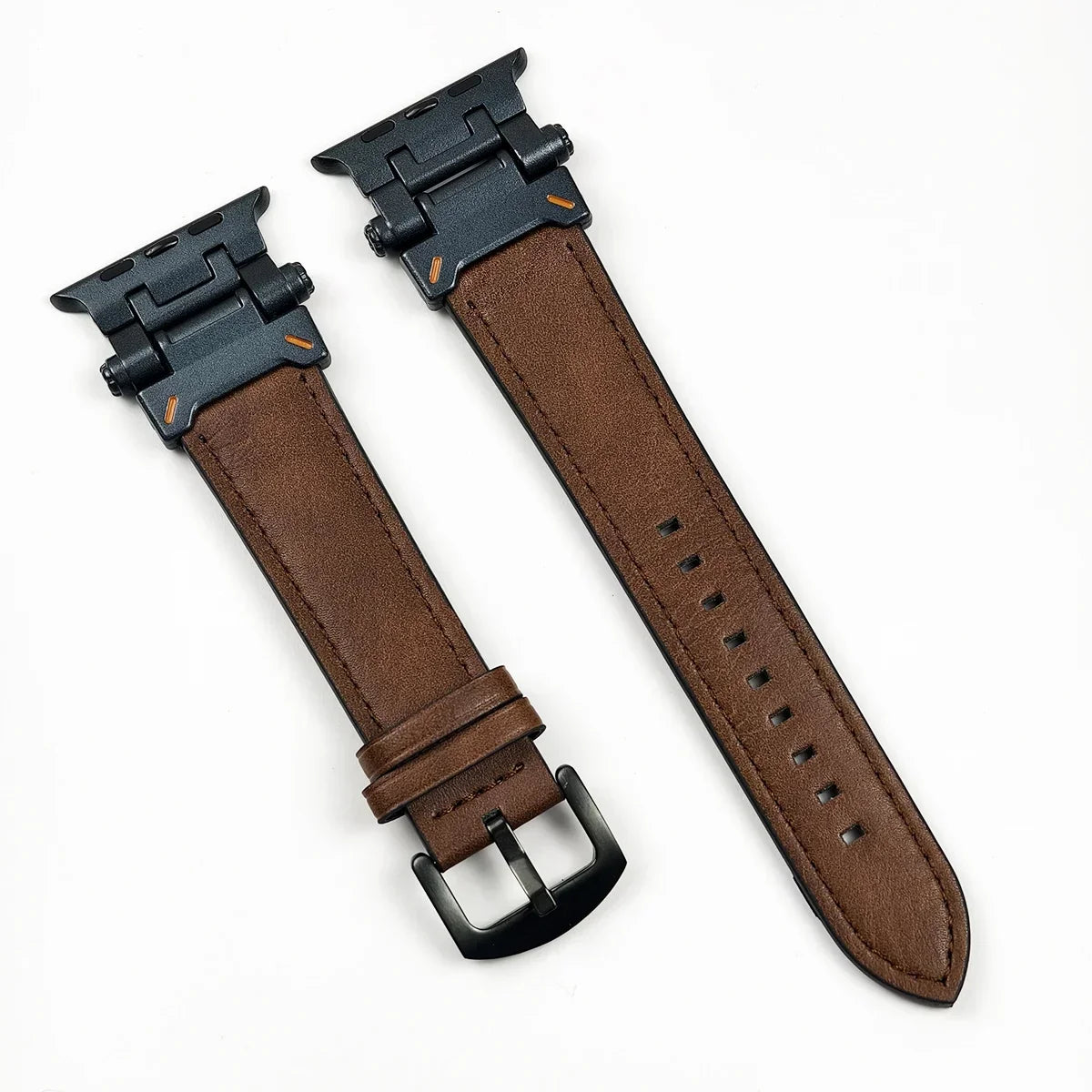Leather Band for Apple Watch Ultra 2 49mm Men Watchband Strap Correa Bracelet for IWatch series 9 7 8 6 5 4 Se 3 45mm 44mm 42mm Qme Black-Brown 42mm 44mm 45mm 49mm