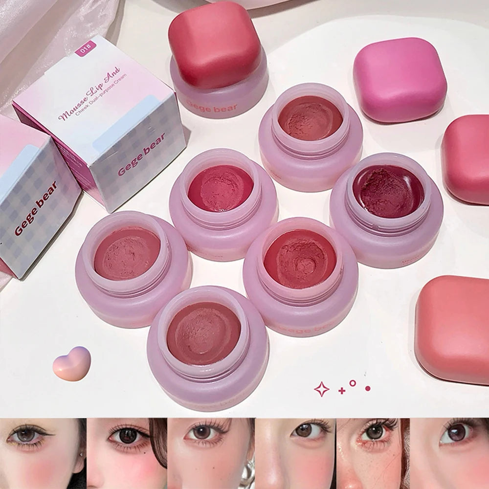 Gege Bear Mousse Lip Cheek Balm Korean Matte Blush Tint Versatile Qme