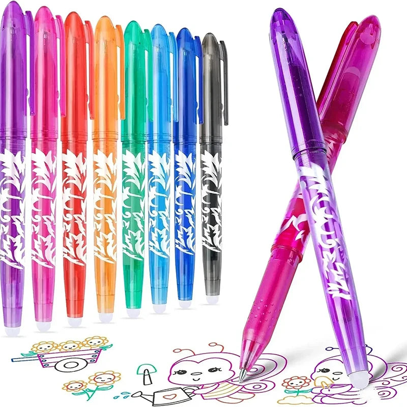 Kawaii Pilot, Erasable Gel Pens, Assorted Color Inks,Fine Point 0.5 mm, Pack of 12/8 Qme