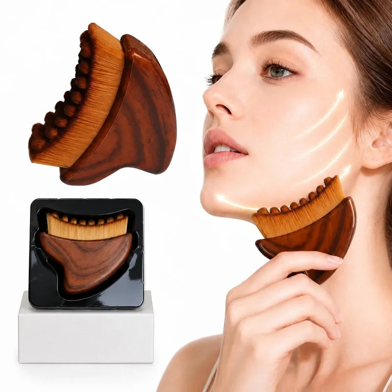 Custom Logo Crescent-shaped Facial Contour Brush Lymphatic Drainage Qme brown