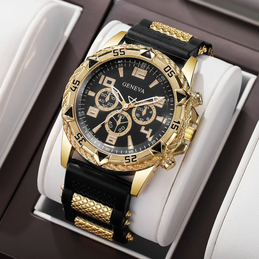 1/2PCS Fashion Silicone Strap Men Business Watches Quartz Watch Wristwatch For Man Clock Reloj Hombre (Without Box) Qme