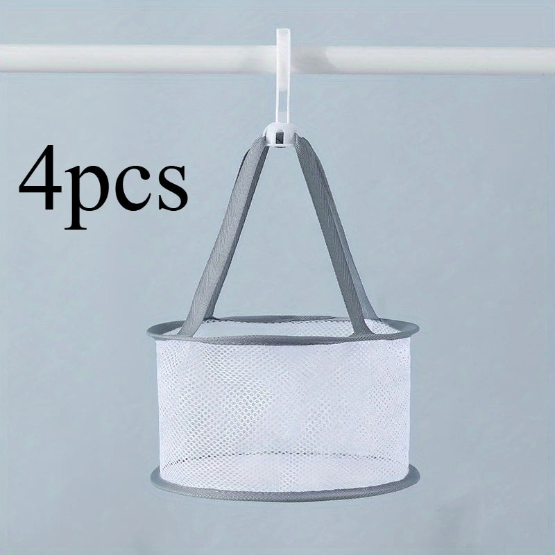 Mini Egg Drying Mesh Bag - Multi-Compartment Makeup Brush & Sponge Holder, Portable Drying Basket for Home Use, Qme Grey