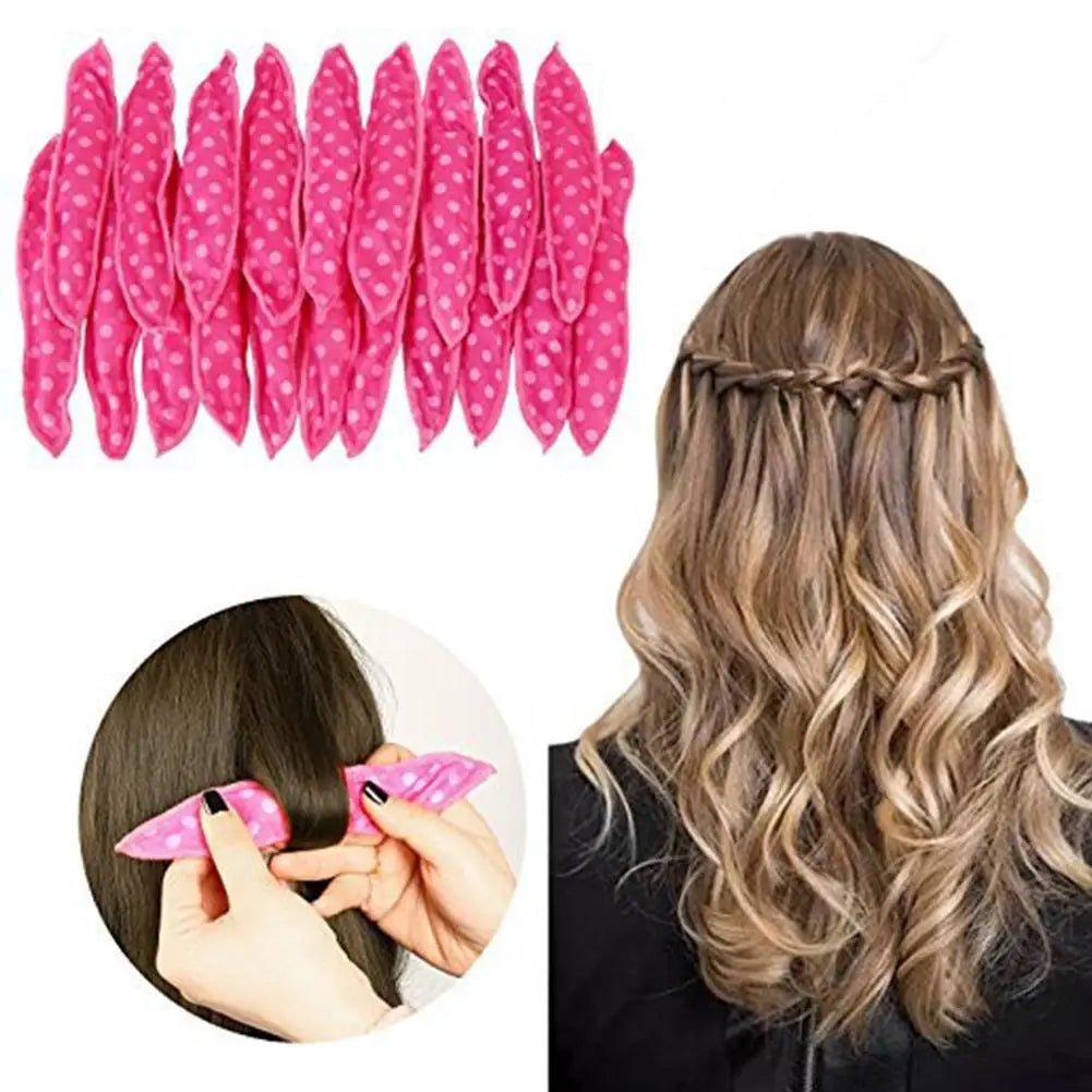 12Pcs Curler Rollers DIY Night Sleep Foam Hair Styling Tool Flexible Soft Satin Sponge Pillow Hair Rollers No Heat Qme