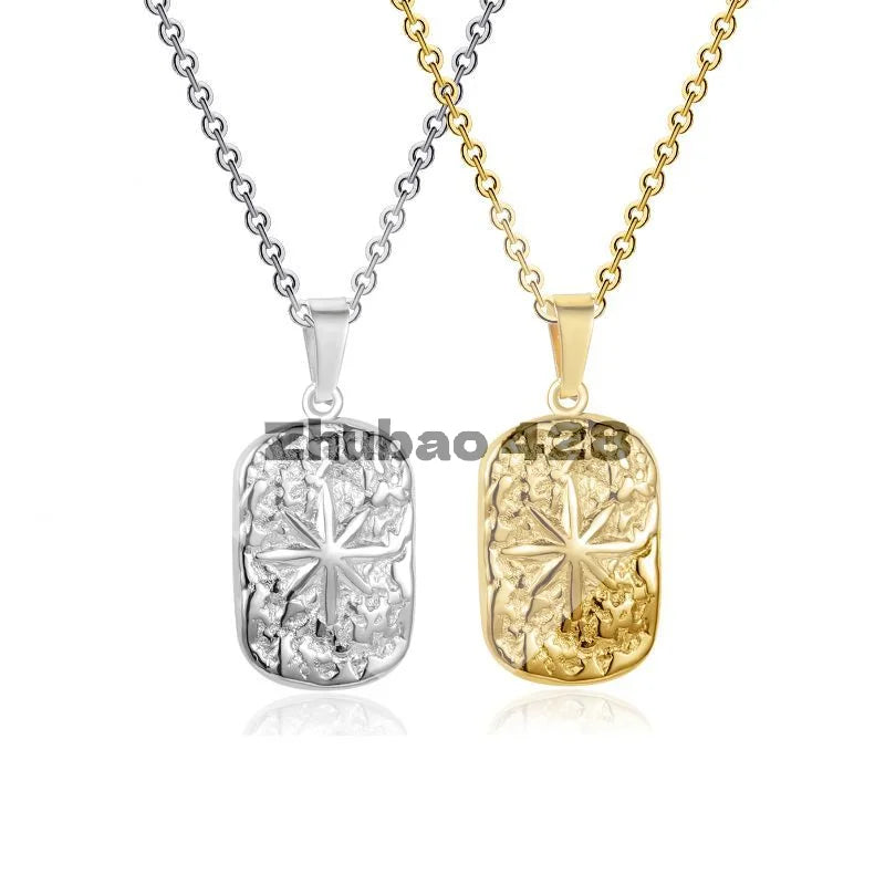 Unique Eight-pointed Star Compass Pendant Necklace for Men High Quality Stainless Steel Jewelry Christmas Gift Qme
