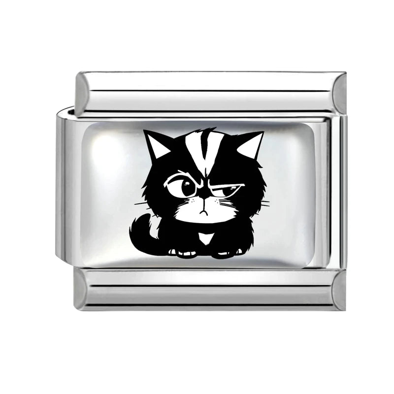 Fashion Cat Watermelon Dog Sunglasses Charm Bracelet Fit 9mm Bracelet Stainless Steel Italian Links Making DIY Jewelry Wholesale Qme Style 1
