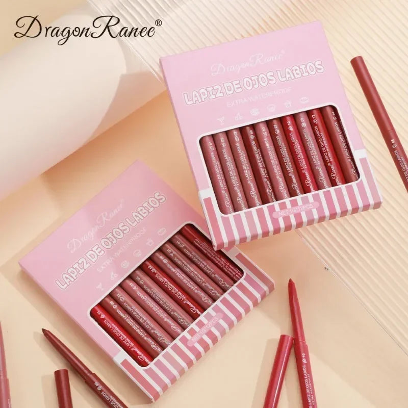 Waterproof Matte Lipliner Pencil Sexy Red Contour Lip Tint Lip Stick Lasting Moisturising Non-stick Cup Lips Makeup 12Colors Qme