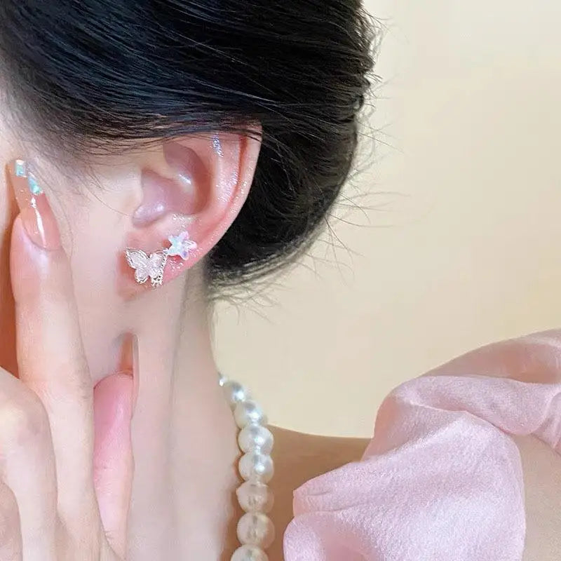 7 Pairs New Y2K Cute Butterfly Star Pearl Stud Earring For Women Exquisite Mini Earrings EMO Jewelry Gift Wholesale Direct Sale Qme