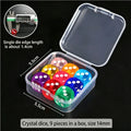 Boxed 9 pieces, 14mm in size, transparent boxed dice, throwing dice, sieve for dice Qme 9pcs a box