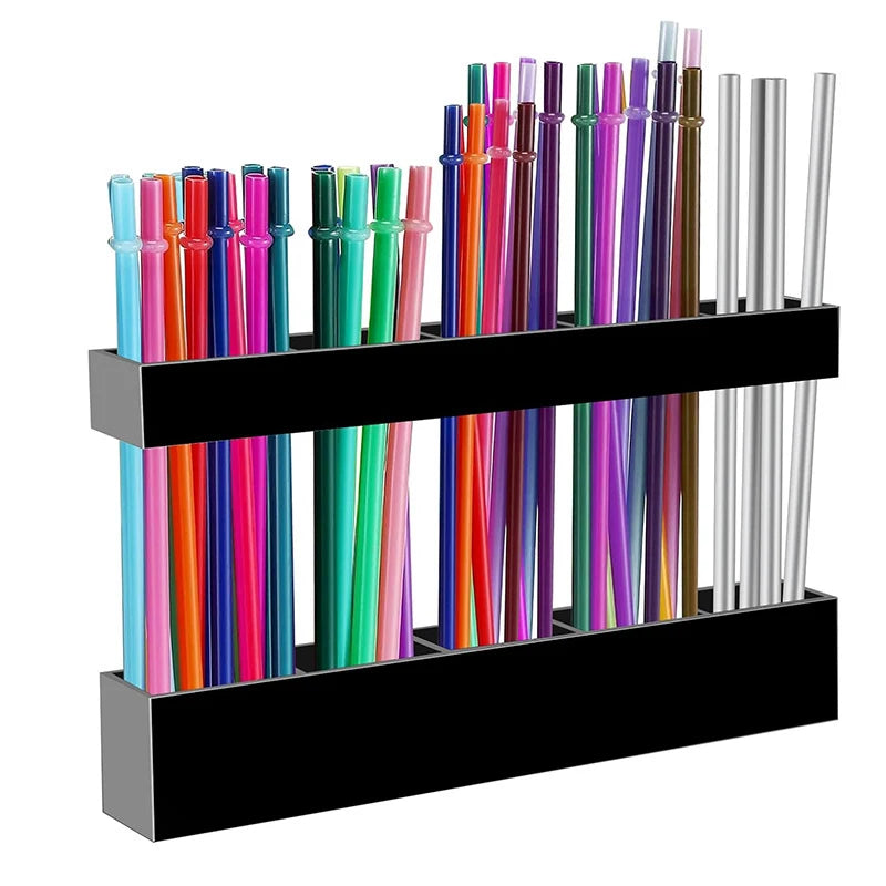 Drinking Straw Holder Organizer No Drilling Cabinet Door Mounted Qme Black