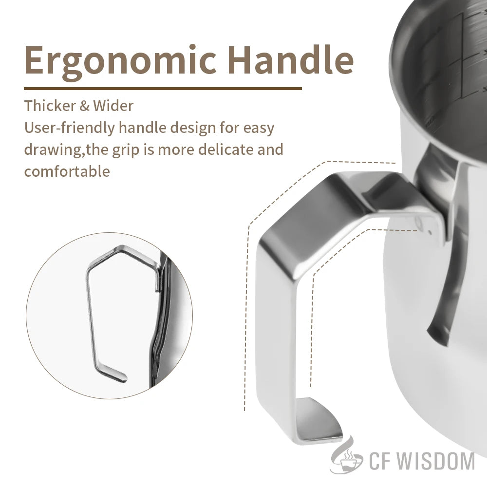 Milk Frothing Pitcher Stainless Steel Frother Cup Latte Art Espresso Qme