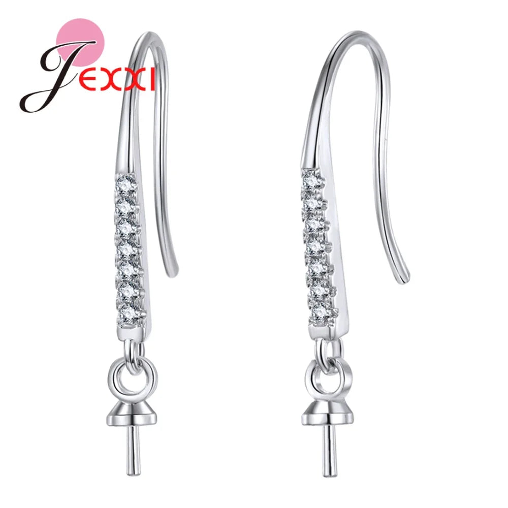 Big Promotion Genuine 925 Stamp Sterling Silver Color Earrings Findings Sparkling Earring Hooks Three Style For Choice Wholesale Qme