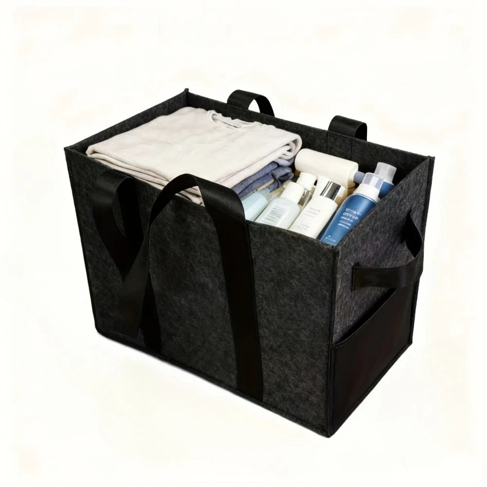 Portable Multi Compartment Tote Extra Thick Felt Storage Box With Handles Used For Car Trunk Storage Qme