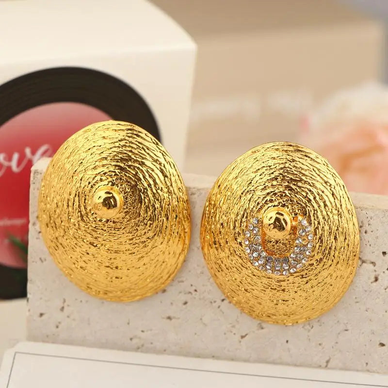 Retro Baroque Style Metal Oval Shaped Dangle Earrings Ring For Women Fashion Jewelry Gift Accessories Qme