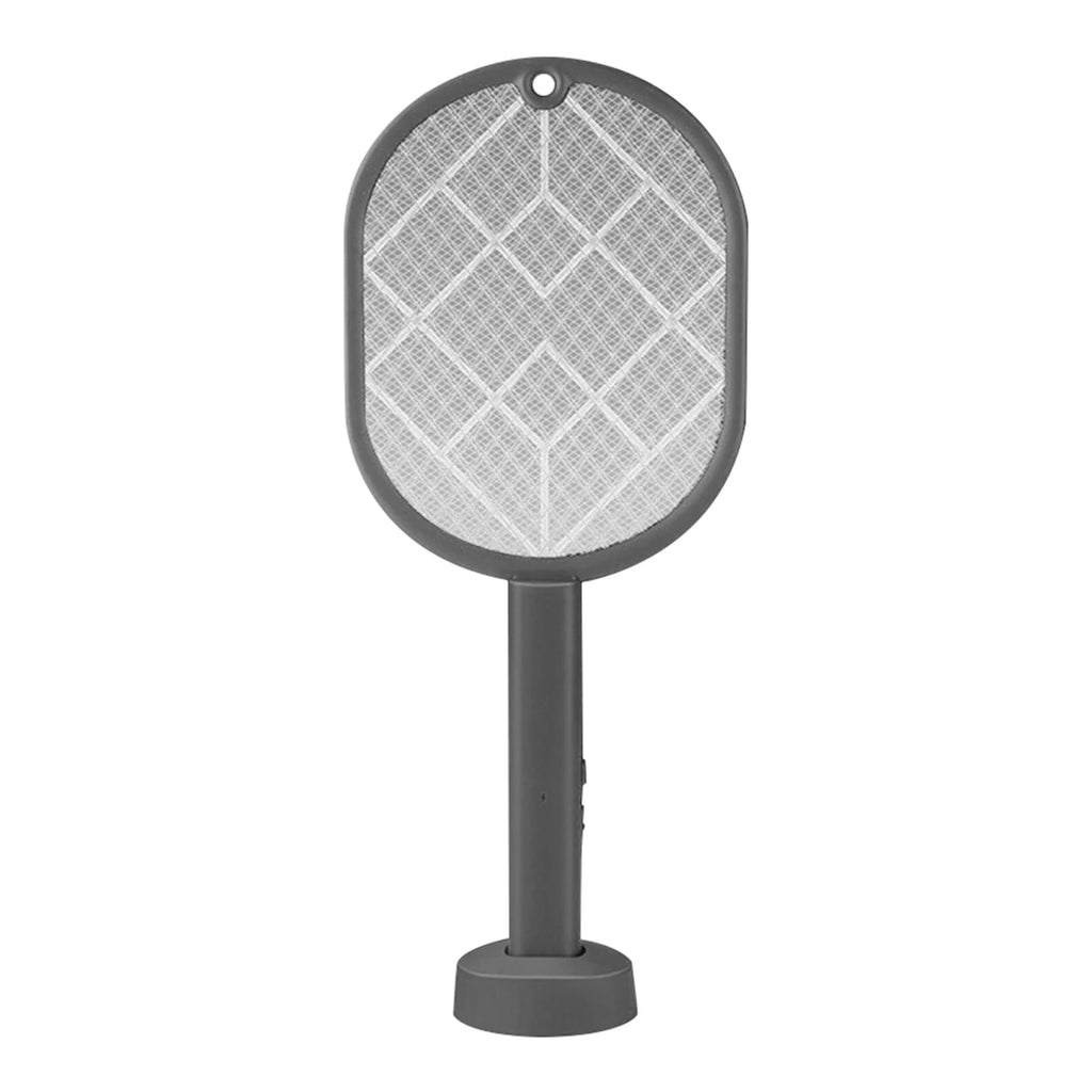 2-in-1 Electric Fly Swatter Insect Killer USB Rechargeable Detachable Handheld Automatic Tapping Mode Indoor and Outdoor Qme Grey