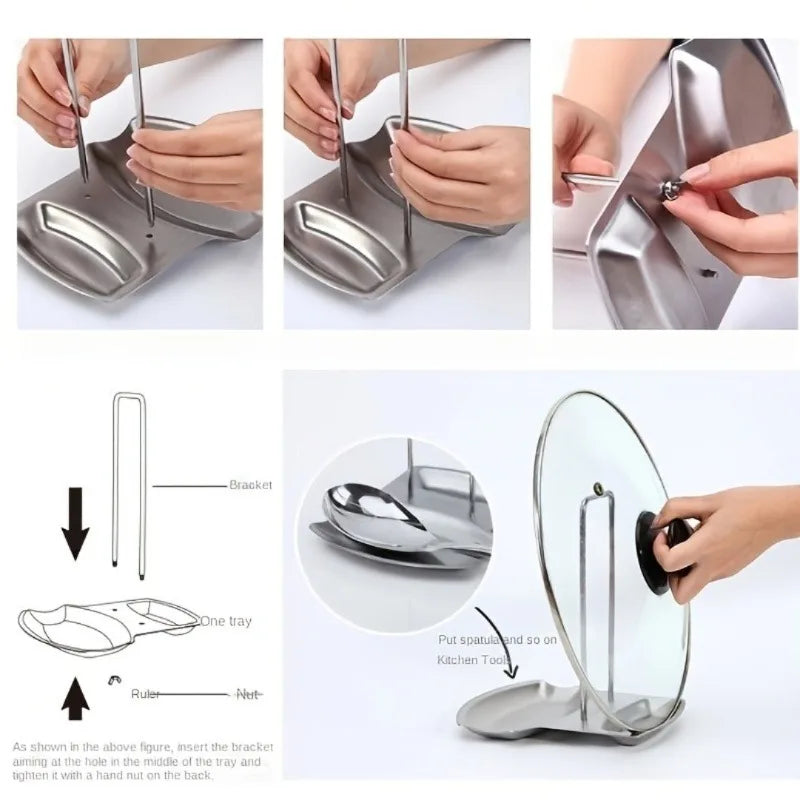 1 Rack Pot Lids Soup Ladles No Drill Ladle Holder Detachable Kitchen Qme