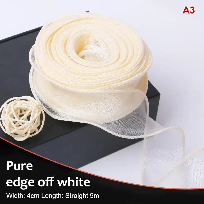 10Yards Organza Solid Ribbon Wavy Edge Flower Bouquet Gifts Packaging Qme A3