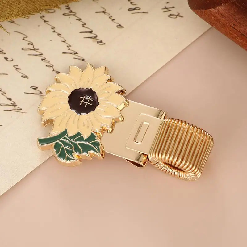One Flower-themed Metal Pen Clip Creative Retro Spring Suitable Qme A1