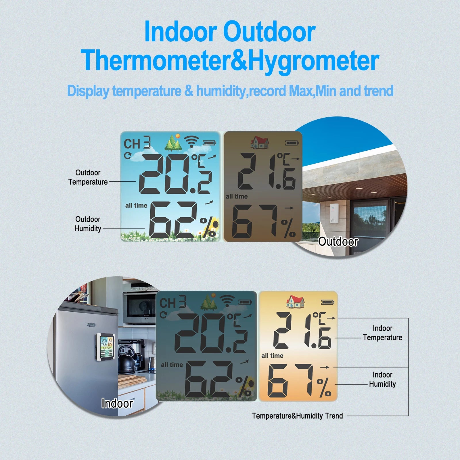 Digital Weather Station Clock Indoor Outdoor Forecast Barometer Qme