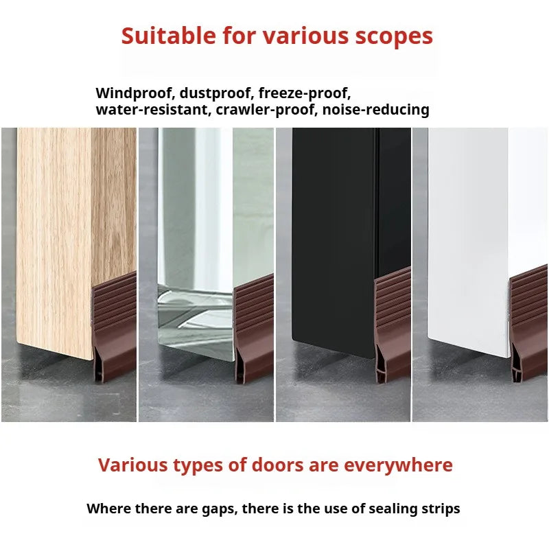 28/45mm Height Door Bottom Seal Strip 1M Self-adhesive Windproof Dust-proof Window Gap Seal Strip Anti-Cold Weather Strip Qme