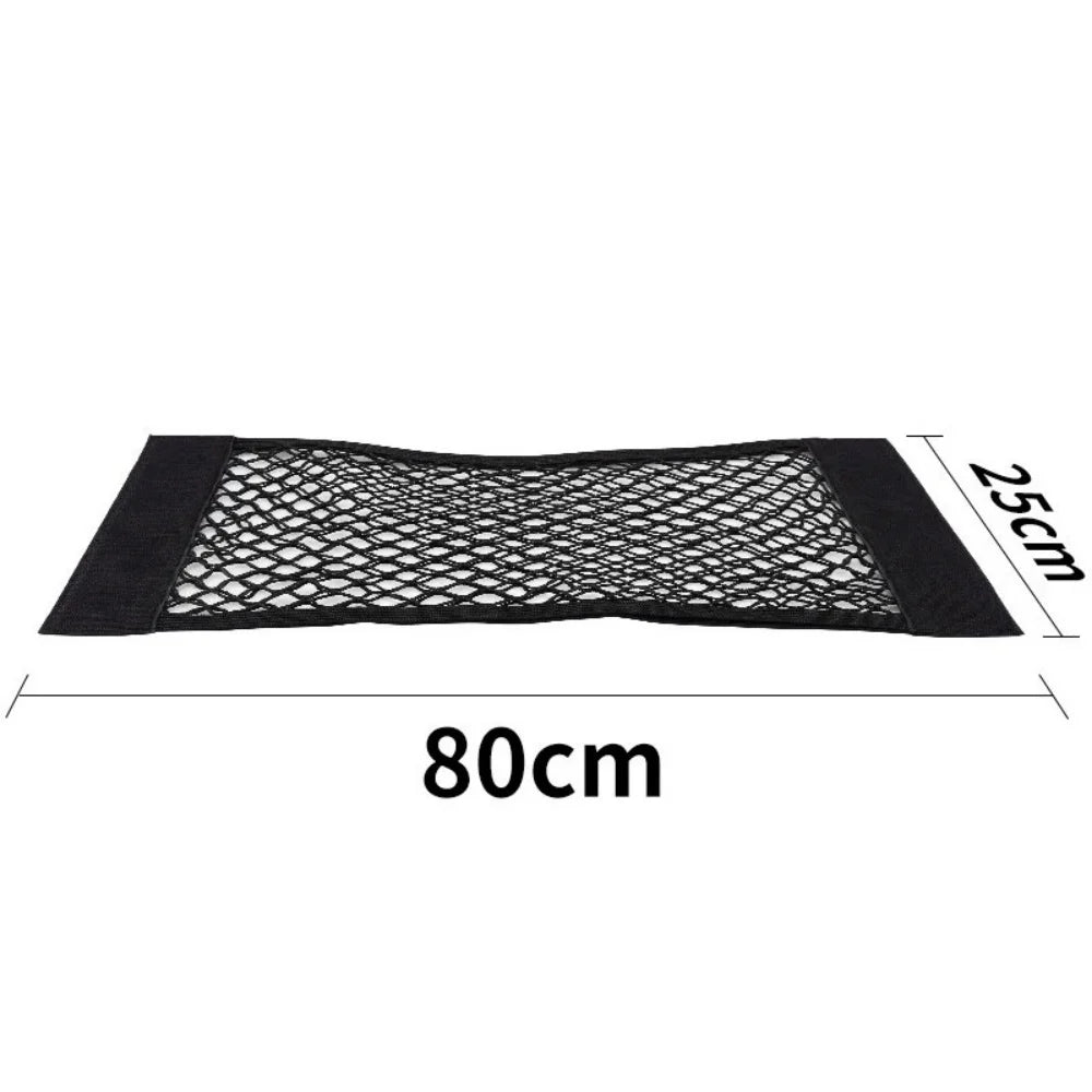 Doublelayered Mesh Bag Back Compartment Storage Universal Car Trunk Organizer Rear For Seat Net With Magic Tape Auto Interior Qme 25x80cm