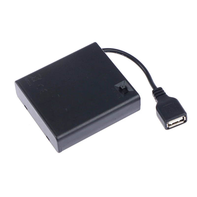 4 X AA USB Battery Box for 5V LED Strip Lights USB Mini Power Supply. Qme