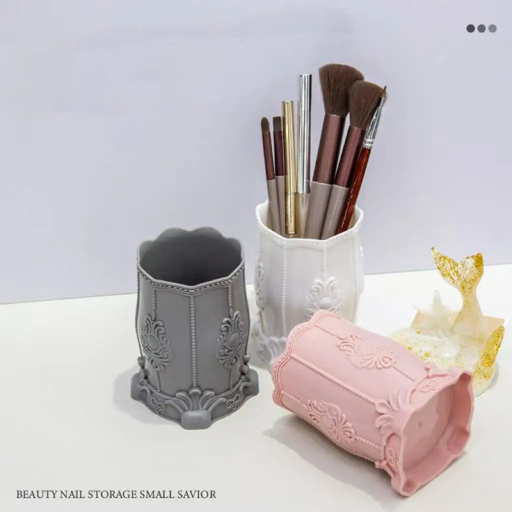 Vintage Matte Desk Organizer Versatile Nail Art Container Pastel Qme