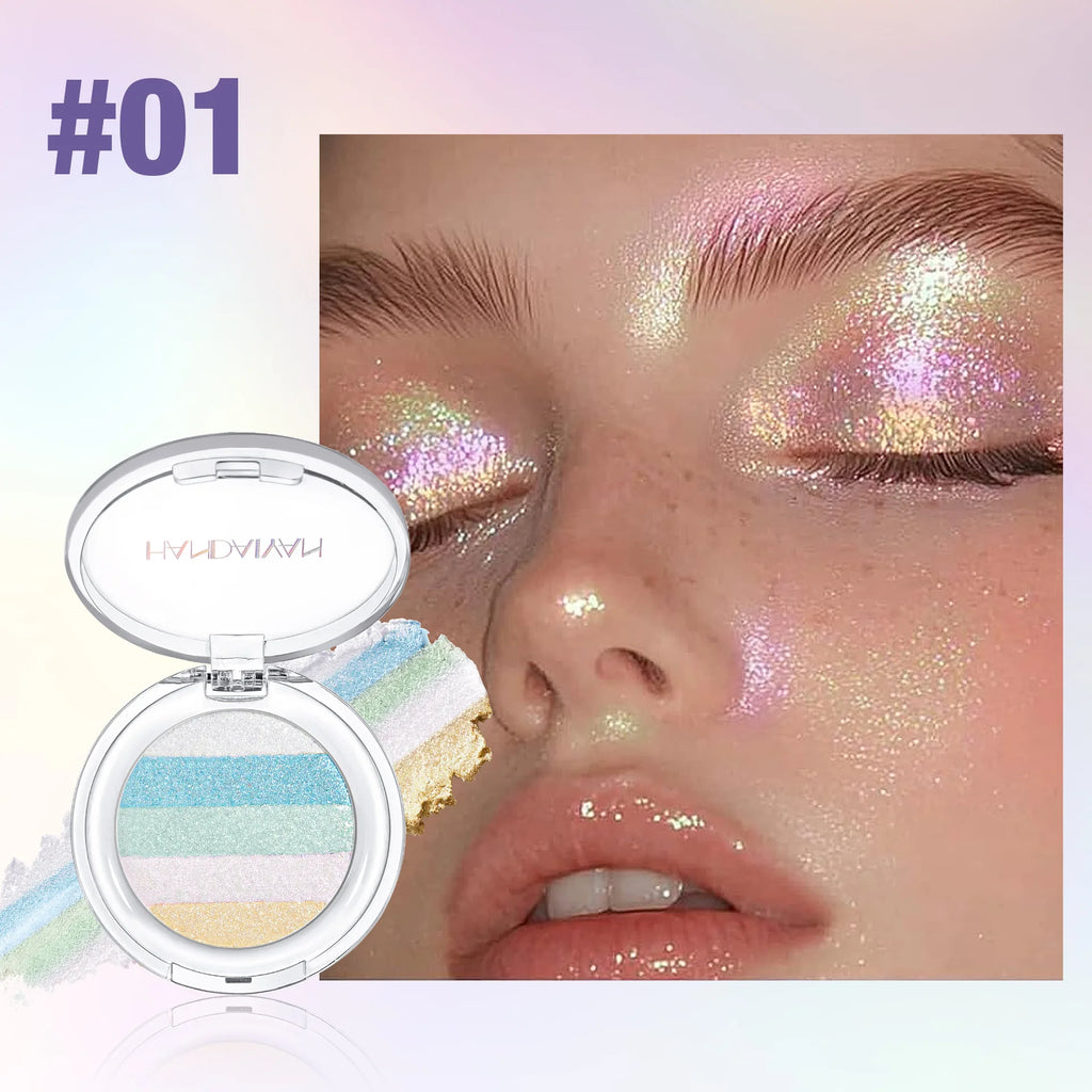 Colorful Highlighter Eyeshadow Palette Chameleon Pearl Texture Face Qme 01