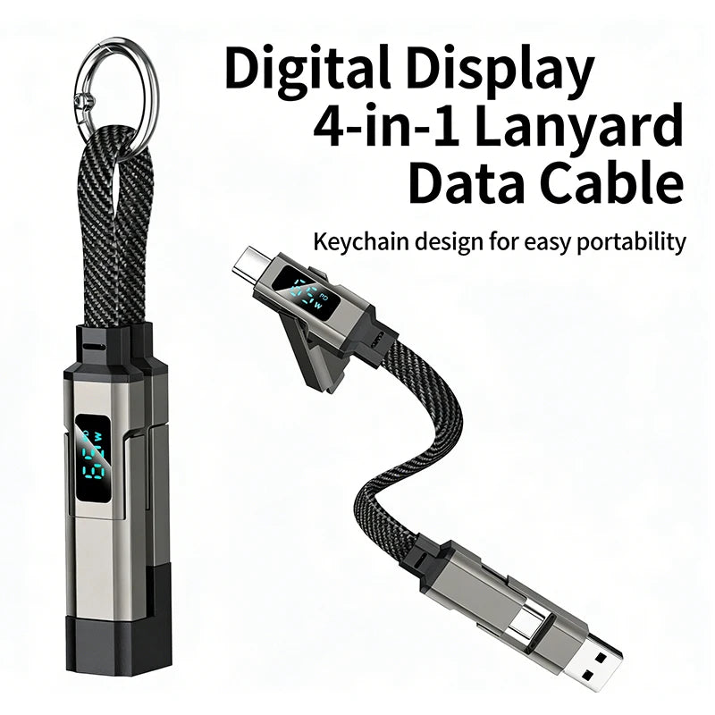 Fast Charging 4-in-1 Keychain Data Cable Smart Digital Display Qme