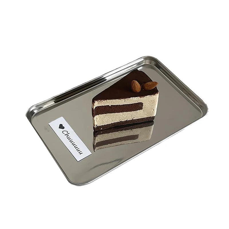Snack Cake Dish Dining Dessert Plate Kitchen Tray Nordic Stainless Qme