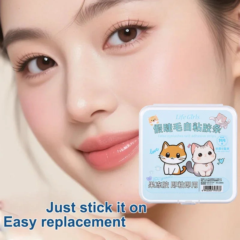 Short Long False Eyelashes Glue Strips White Glue-free Jelly Qme