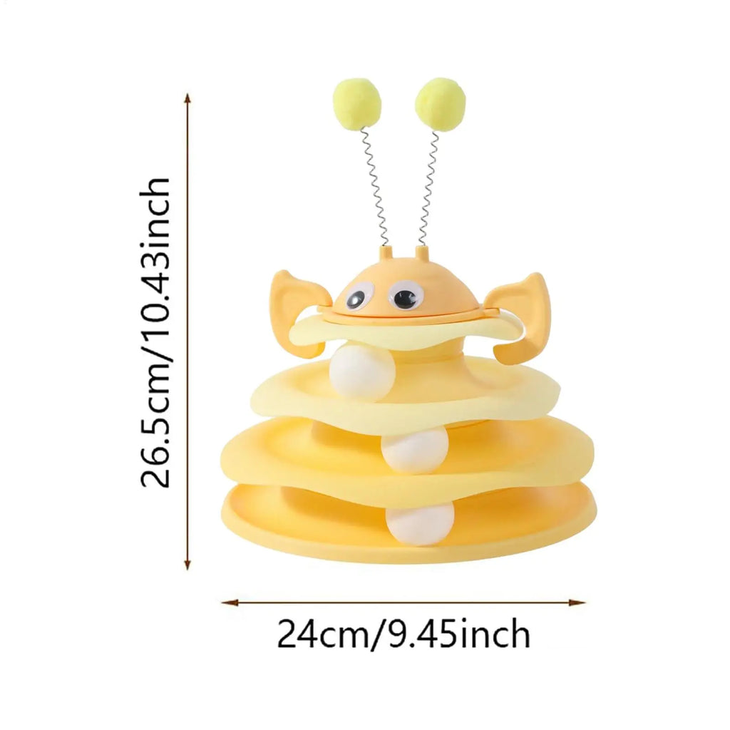 Interactive Cat Toy Cute Turntable Tower With Balls Self Play Cat Toys Indoor Games For Kitten Enrichment Stimulation Exercise Qme