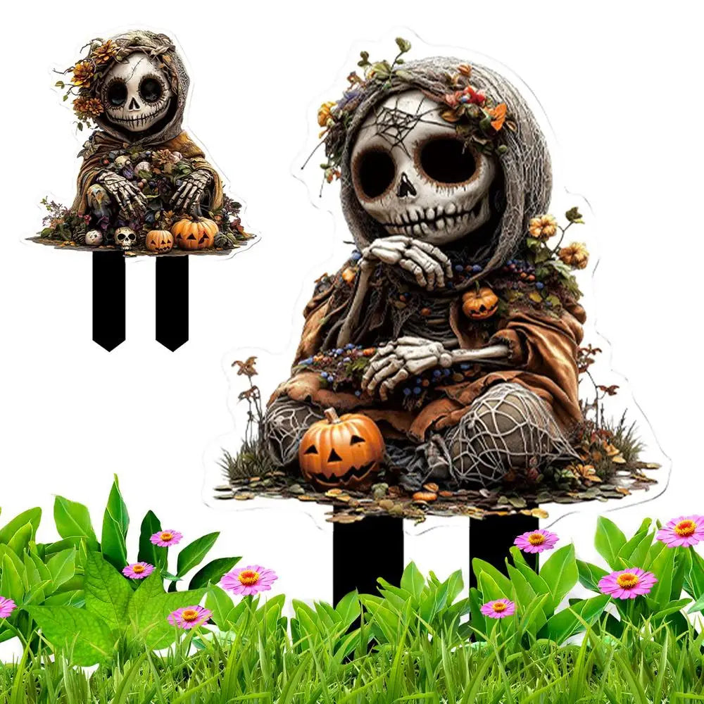 Halloween Yard Stakes Decorative Garden Stakes For Halloween Decor 2D Acrylic Scary Outside Decor Signs For Porch Patio Backyard Qme as shows B China Mainland