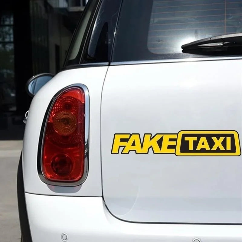 1Pcs Fake Taxi Sticker Funny Car Window Stickers Creative and Personalized Creative Patterns Car Glass Decoration Accessories Qme