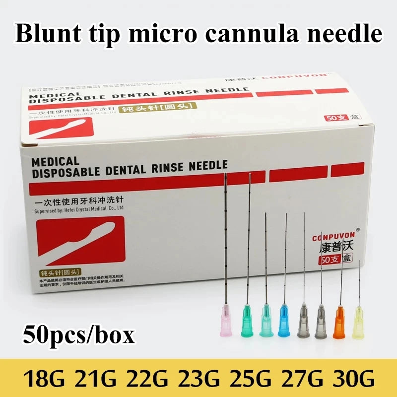 Blunt Tip Micro Cannula Medical Injection Needle Plain Ends Notched Qme 18G x 50mm 50pcs
