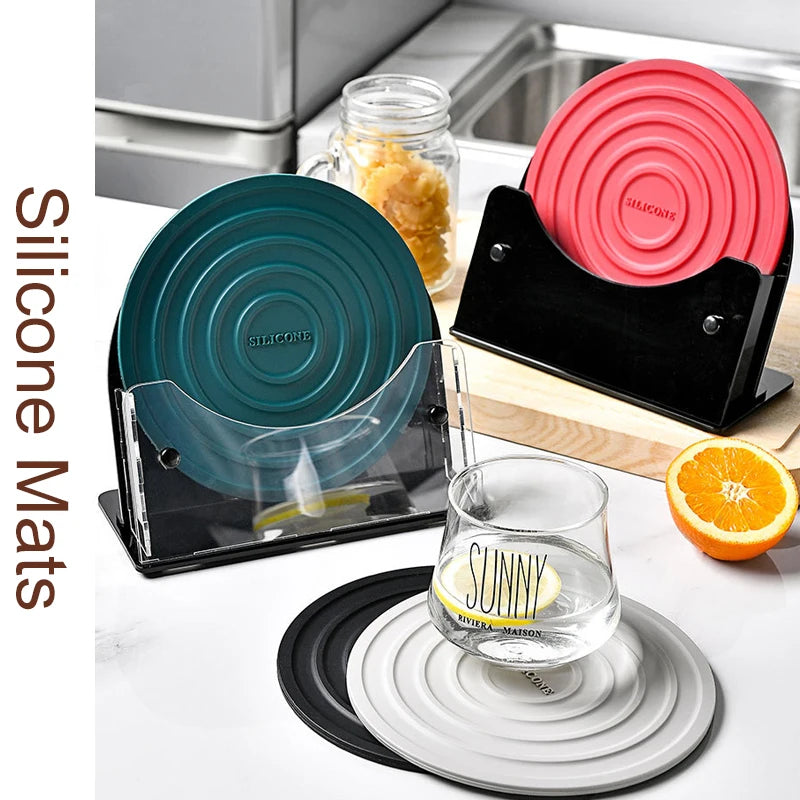 Trivet Mats Silicone Pot Holders Multi-Use Coasters Insulated Round Kitchen Mats Flexible Table Mat or Hot Pots and Pans Hot Dis Qme