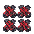 4PCS/Set Pet Socks Foot Cover Cat And Dog Socks Outdoor Non-Slip Waterproof Shoes Large And Small Dog Shoes Qme Red M