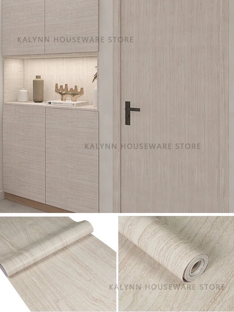 Wood Contact Paper Wallpaper Peel Stick Light Grain Stickers Cabinets